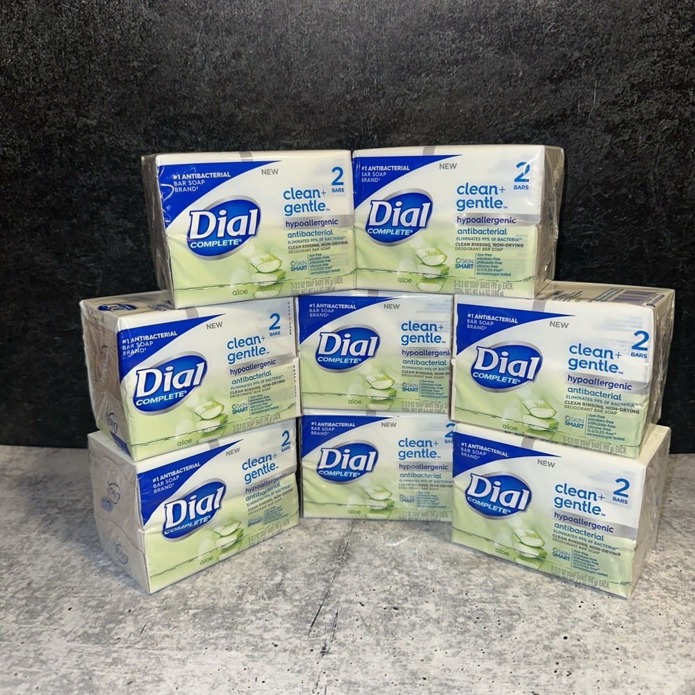 8pck Of 2 Dial Complete Clean Gentle Bar Soap Aloe Hypoallergenic Antibacterial